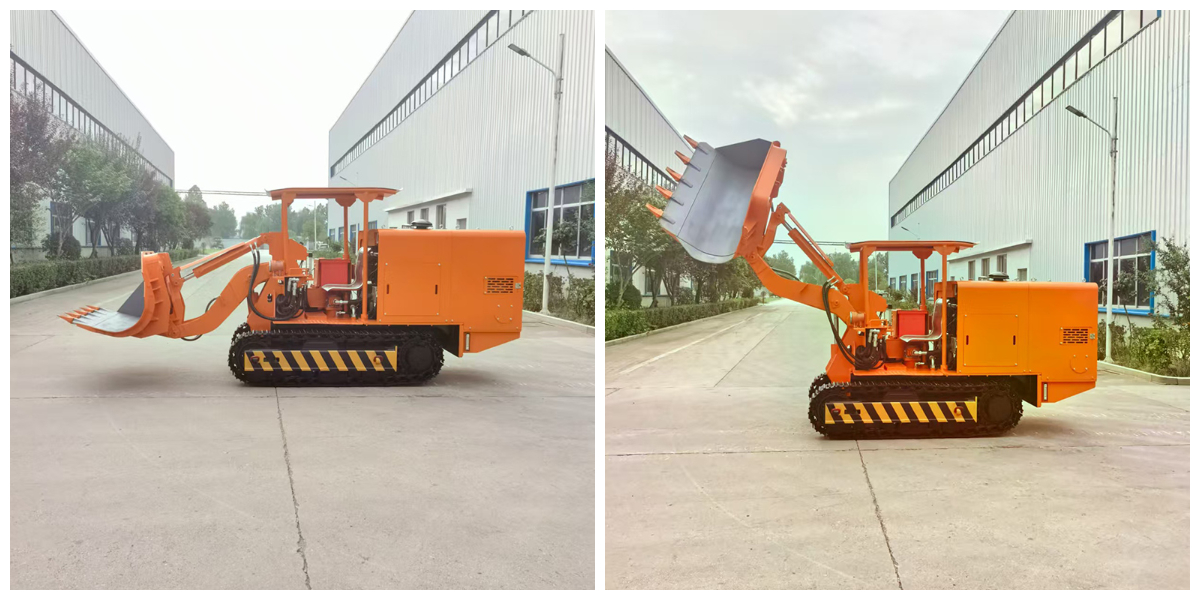 Grande carregador de rocha com descarga lateral