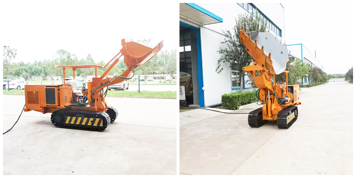 Carregador de rocha com descarga lateral e comando à distância Carregador de rocha com descarga lateral e comando à distância